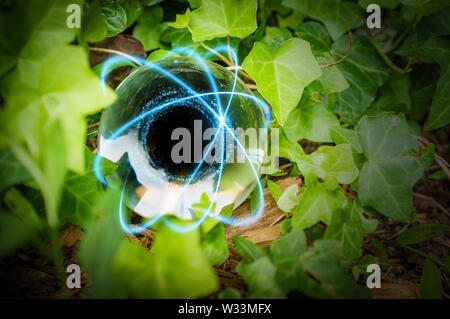 Magic crystal ball atom in nature for summer fantasy imagery Stock Photo