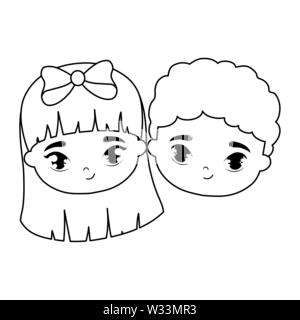heads of cute little kids avatar character vector illustration design Stock Vector