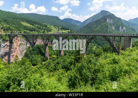 Montenegro. Dzhurdzhevich bridge over the river Tara Stock Photo