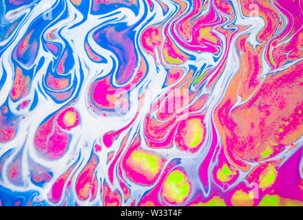 Abstract colorful painting background made in fluid art technique. Trendy pattern. Stock Photo