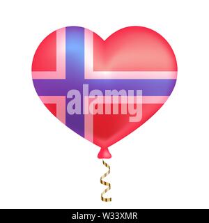flag of Norway in heart shape. vector illustration. Stock Vector