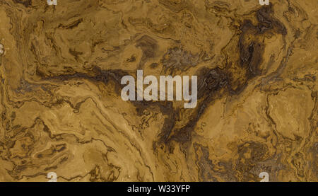 Yellow marble pattern with black veins. Abstract texture and background. 2D illustration Stock Photo