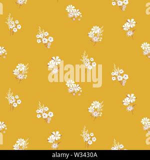 Flowers daisy vintage colors seamless vector pattern. Stock Vector
