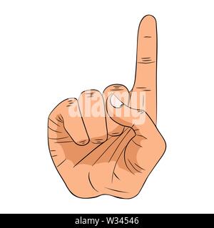 Hand gesture with raised finger up Stock Vector