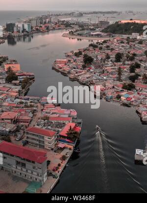 Luanda coast slums, African slums, capital of Angola Stock Photo