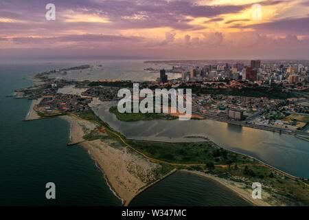 Luanda city, capital of Angola from above Stock Photo