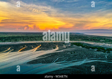Epic aerial landscape during the golden hour Stock Photo