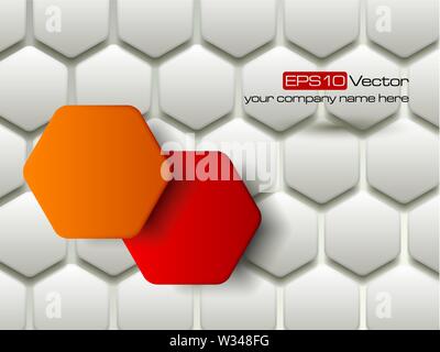 Red and orange vector hexagons technology and communication background. Vector illustration Stock Vector