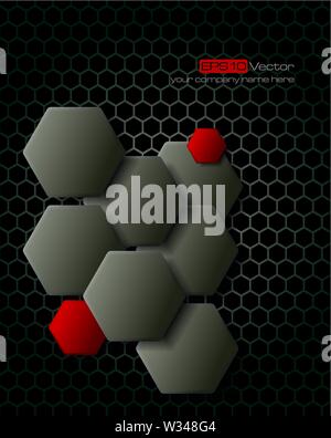 Dark gray hexagons technology and communication background. Vector illustration Stock Vector