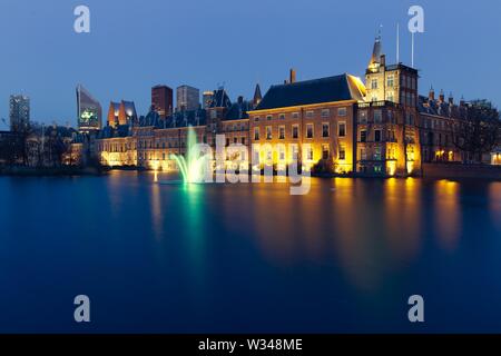 Binnenhof at dusk, seat of the Dutch parliament, The Hague, Holland, Netherlands Stock Photo