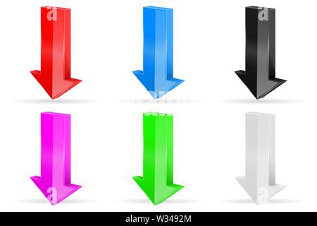 Down arrows. Colored straight icons Stock Vector