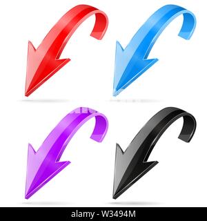 Down arrows. 3d shiny web icons Stock Vector