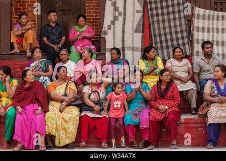 A gathering during the Rato Machhindranath Jatra festival in Kathmandu Stock Photo