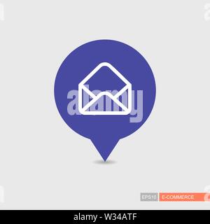 Open envelope vector pin map icon. E-commerce sign. Map pointer. Map markers. Destination vector icon. Graph symbol for your web site design, logo, ap Stock Vector