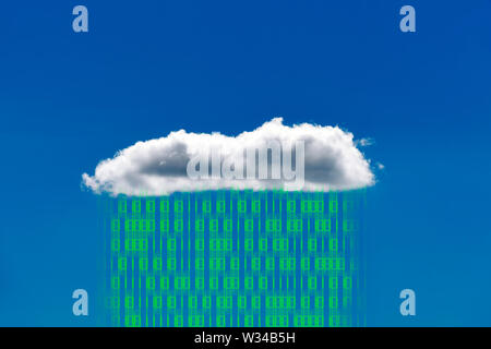 Cloud and binary code, cloud computing Stock Photo