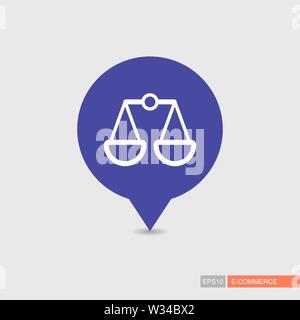 Scales pin map icon. E-commerce sign. Map pointer. Map markers. Destination vector icon. Graph symbol for your web site design, logo, app, UI. Vector Stock Vector