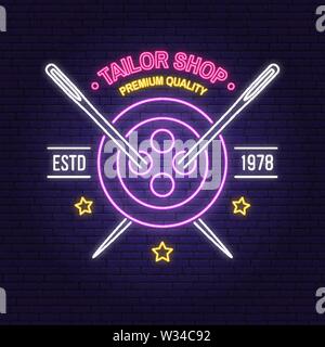 Vector logo for Tailor Shop, white signboard with vintage sewing ...