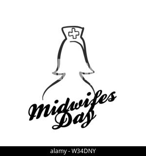 Midwifes day icon. Hand-drawn logo symbol for t-shirt prints and online marketing. Stock Vector