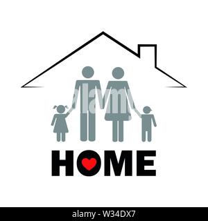 family under the roof home concept pictogram vector illustration EPS10 Stock Vector