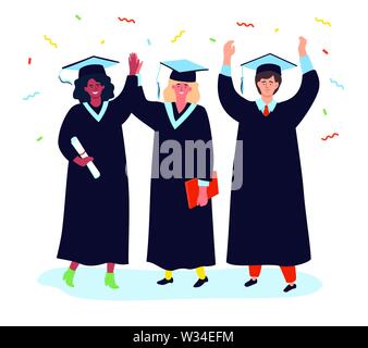 Graduation concept - colorful flat design style illustration Stock Vector