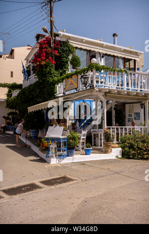 Malia, Crete, Greece - May 27, 2019. Daytime view of the streets in Malia, Old part of the town Stock Photo
