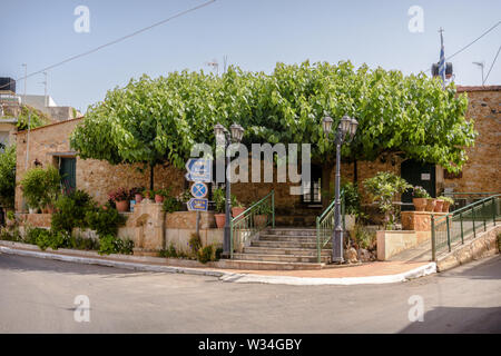 Malia, Crete, Greece - May 27, 2019. Daytime view of the streets in Malia, Old part of the town Stock Photo