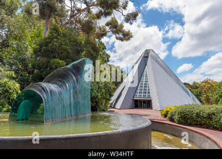 Bicentennial Conservatory with Sergio Redegalli's Cascade sculpture in the foreground, Adelaide Botanic Garden, Adelaide, South Australia, Australia Stock Photo