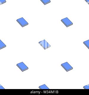 Seamless pattern with blue books on white background. Vector illustration for design, web, wrapping paper, fabric, wallpaper. Stock Vector