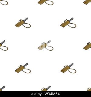 Seamless pattern with knife in case on white background. Medieval weapon. Adventure items. Cartoon style. Vector illustration for design, web, wrappin Stock Vector