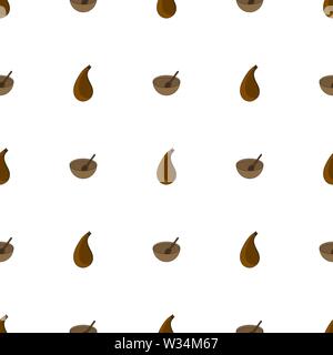 Seamless pattern with leather flask and wooden bowl on white background. Adventure equipment. Cartoon style. Vector illustration for design, web, wrap Stock Vector