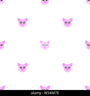 Seamless pattern with cute pig face on white background. Funny pink pig. Vector illustration for design, web, wrapping paper, fabric, wallpaper. Stock Vector