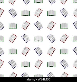 Seamless pattern with different books on white background. Vector illustration for design, web, wrapping paper, fabric, wallpaper. Stock Vector