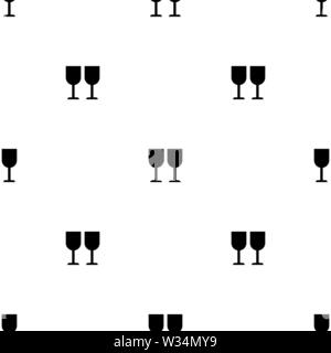 Seamless pattern with two glasses on white background. Vector illustration for design, web, wrapping paper, fabric, wallpaper. Stock Vector