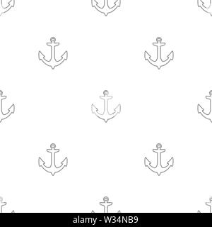 Seamless pattern with outline anchors on a white background. Vector illustration for design, web, wrapping paper, fabric, wallpaper. Stock Vector