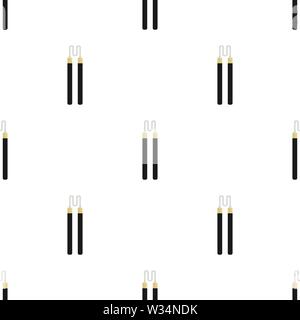 Seamless pattern with nunchaku weapon. Ninja weapon. Samurai equipment. Cartoon style. Vector illustration for design, web, wrapping paper, fabric, wa Stock Vector