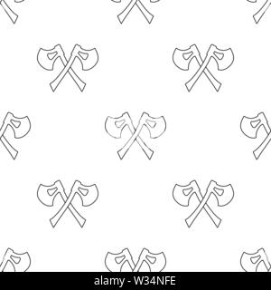Seamless pattern with crossed outline axes on white background. Medieval weapon sign. Vector illustration for design, web, wrapping paper, fabric, wal Stock Vector