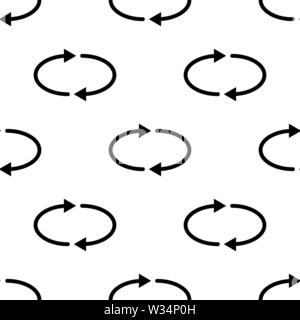 Seamless pattern with refresh, reload, repeat icons on white background. Black simple circle arrows. Vector illustration for design, web, wrapping pap Stock Vector