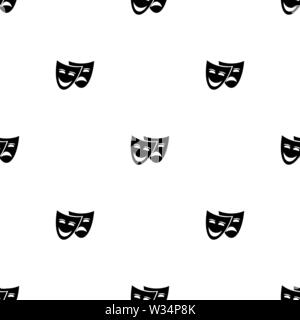 Seamless pattern with theater mask icons on white background. Vector illustration for design, web, wrapping paper, fabric. Stock Vector