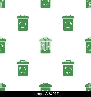 Seamless pattern with trash icon. Green ecological sign. Protect planet. Vector illustration for design, web, wrapping paper, fabric, wallpaper. Stock Vector