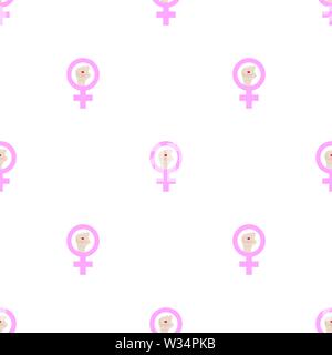 Seamless pattern with woman's resist symbol on white background. Female symbol. Girl power. Feminism concept. Vector illustration for design, web, wra Stock Vector