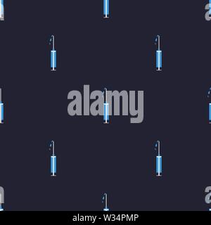 Seamless pattern with syringe icon. Flat style. Health care. Vector illustration for design, web, wrapping paper, fabric. Stock Vector