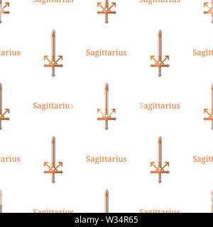 Seamless pattern with Sagittarius zodiac sword sign. Cartoon zodiacal weapon. Astrological, horoscope sign. Vector illustration for design, web, wrapp Stock Vector