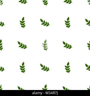 Seamless pattern with green leaves on white background. Vector illustration for design, web, wrapping paper, fabric, wallpaper. Stock Vector