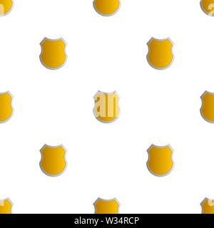 Seamless pattern with shield icon on white background. Security icon. Protection symbol. Vector illustration for design, wrapping paper, fabric. Stock Vector