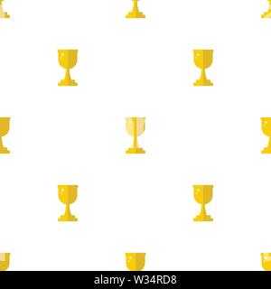 Seamless pattern with winner trophy cup icon. First place. Flat golden trophy isolated on white background. Vector illustration for design, web, wrapp Stock Vector