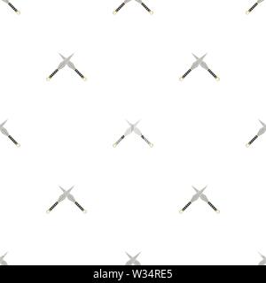 Seamless pattern with crossed kunai throwing knives icon. Ninja weapon. Samurai equipment. Cartoon style. Vector illustration for design, web, wrappin Stock Vector