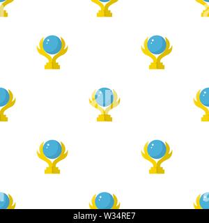 Seamless pattern with winner trophy cup icon. First place. Flat world trophy symbol isolated on white background. Vector illustration for design, web, Stock Vector