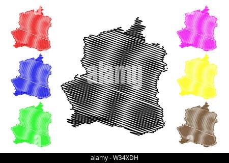 Teleorman County (Administrative divisions of Romania, Sud - Muntenia development region) map vector illustration, scribble sketch Teleorman map Stock Vector