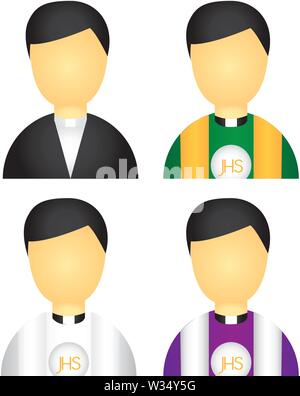 priest icons isolated over white background vector Stock Vector