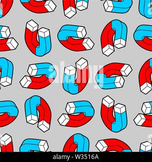 Magnet pattern seamless. loadstone background. vector texture Stock Vector